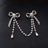 Vintage Rhinestone Double Bowknot Tassel Brooch