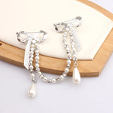 Vintage Rhinestone Double Bowknot Tassel Brooch