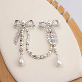 Vintage Rhinestone Double Bowknot Tassel Brooch
