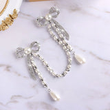 Vintage Rhinestone Double Bowknot Tassel Brooch