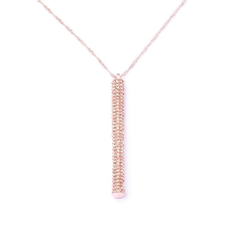 Rhinestone Geometric Long Necklace for Women Costume Jewelry