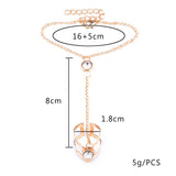 Rhinestone Ring Bracelet Ladies Wrist Chain Jewelry For Women Gift