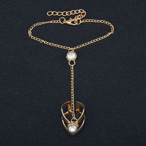 Rhinestone Ring Bracelet Ladies Wrist Chain Jewelry For Women Gift