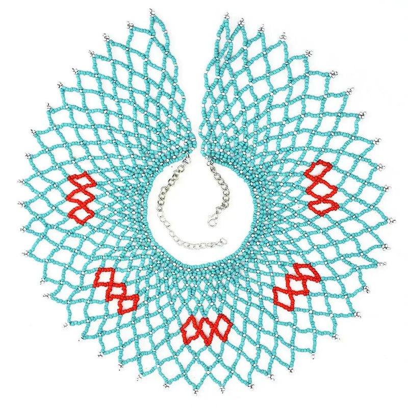 Multi-layer Hollow Rice Bead Necklace Double Stitching