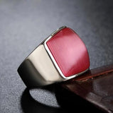 Punk 361L Stainless Steel Vintage Rings with pink Opal for Party