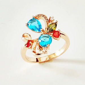 Bohemia Style Flower Stone Wedding Rings for Women
