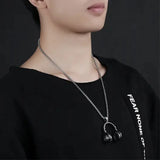 DJ Music Headphone Pendant Necklace Stainless Steel