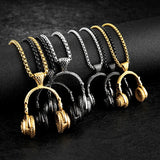 DJ Music Headphone Pendant Necklace Stainless Steel