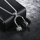 DJ Music Headphone Pendant Necklace Stainless Steel