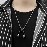 DJ Music Headphone Pendant Necklace Stainless Steel