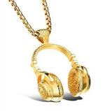 DJ Music Headphone Pendant Necklace Stainless Steel