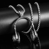 DJ Music Headphone Pendant Necklace Stainless Steel