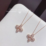 Rose Clover Necklace Female Flash Zirconia Lucky Grass Pendant