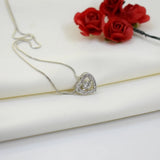 Rotatable Rhinestone Heart Pendant Necklace 925 Silver Love Lock Zircon Women