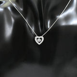 Rotatable Rhinestone Heart Pendant Necklace 925 Silver Love Lock Zircon Women