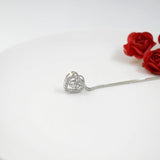 Rotatable Rhinestone Heart Pendant Necklace 925 Silver Love Lock Zircon Women