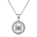 Rotatable Rhinestone Necklace 925 Silver Choker Zircon Pendant Women Jewelry
