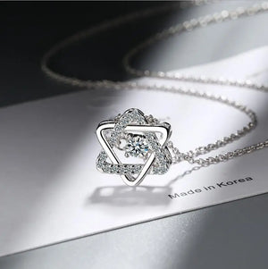Rotatable Rhinestone Necklace 925 Silver Choker Zircon Pendant Women Jewelry