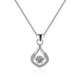 Rotatable Rhinestone Necklace 925 Silver Choker Zircon Pendant Women Jewelry