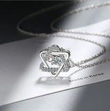 Rotatable Rhinestone Necklace 925 Silver Choker Zircon Pendant Women Jewelry