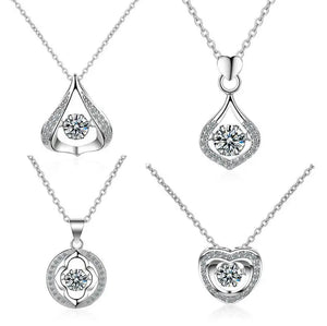 Rotatable Rhinestone Necklace 925 Silver Choker Zircon Pendant Women Jewelry