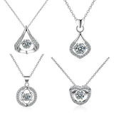 Rotatable Rhinestone Necklace 925 Silver Choker Zircon Pendant Women Jewelry