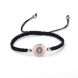 Round CZ Eye Charm Bracelet Adjustable Chain Crystal Jewelry