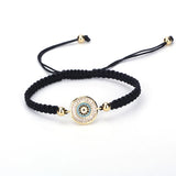 Round CZ Eye Charm Bracelet Adjustable Chain Crystal Jewelry