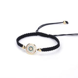 Round CZ Eye Charm Bracelet Adjustable Chain Crystal Jewelry