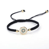 Round CZ Eye Charm Bracelet Adjustable Chain Crystal Jewelry