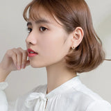 Round Zircon Studs Earrings 925 Silver Vintage Jewelry