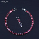 Royal Tennis Bracelet For Women Silver Cubic Zirconia Red Stone Party Jewelry