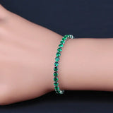 Royal Tennis Bracelet For Women Silver Cubic Zirconia Red Stone Party Jewelry