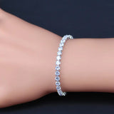 Royal Tennis Bracelet For Women Silver Cubic Zirconia Red Stone Party Jewelry