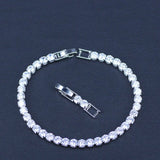 Royal Tennis Bracelet For Women Silver Cubic Zirconia Red Stone Party Jewelry