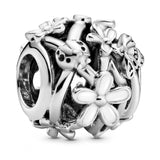 S925 Sterling Silver Daisy Flower Charm DIY Jewelry Romantic Gift