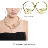 Scorpion&Snake Shaped Women Necklace Gold&Silver Rhinestone Choker