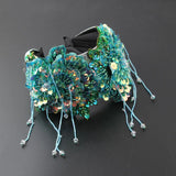 Sequins Wide-Brimmed Flower Tassel Headband Prom Hair Accessories