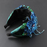 Sequins Wide-Brimmed Flower Tassel Headband Prom Hair Accessories