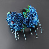 Sequins Wide-Brimmed Flower Tassel Headband Prom Hair Accessories