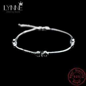 925 Silver Double Layer Star Anklet Bracelet Women Jewelry