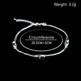925 Silver Double Layer Star Anklet Bracelet Women Jewelry