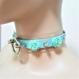 Harajuku Leather Punk Choker Necklace Flower O-Round Rivets