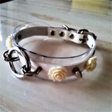Harajuku Leather Punk Choker Necklace Flower O-Round Rivets