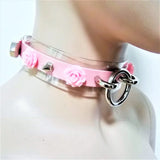 Harajuku Leather Punk Choker Necklace Flower O-Round Rivets