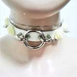 Harajuku Leather Punk Choker Necklace Flower O-Round Rivets