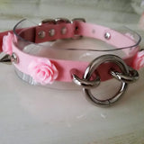Harajuku Leather Punk Choker Necklace Flower O-Round Rivets