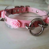 Harajuku Leather Punk Choker Necklace Flower O-Round Rivets