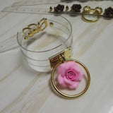Harajuku Leather Punk Choker Necklace Gold Flower Rivets