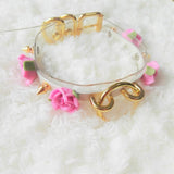 Harajuku Leather Punk Choker Necklace Flower Rivets Collar